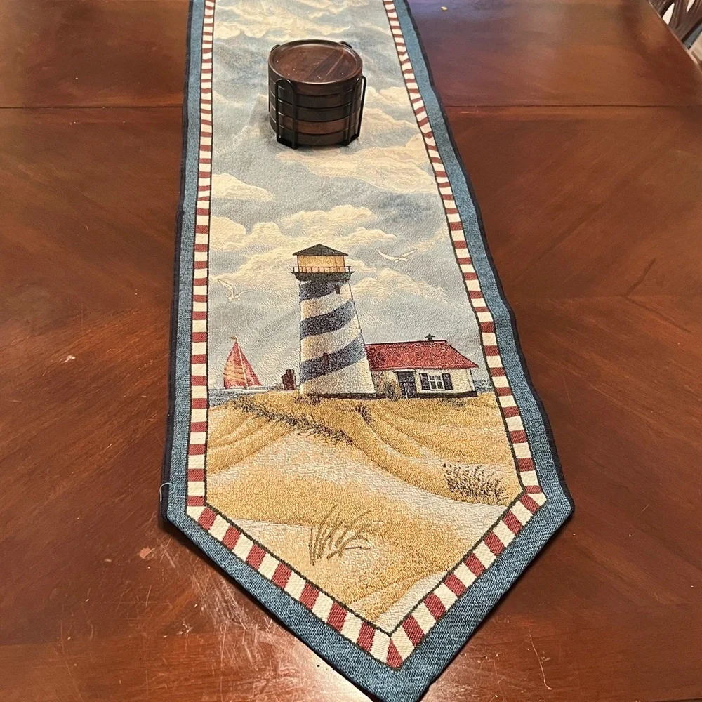Vintage Lighthouse Tapestry Table Runner Decor